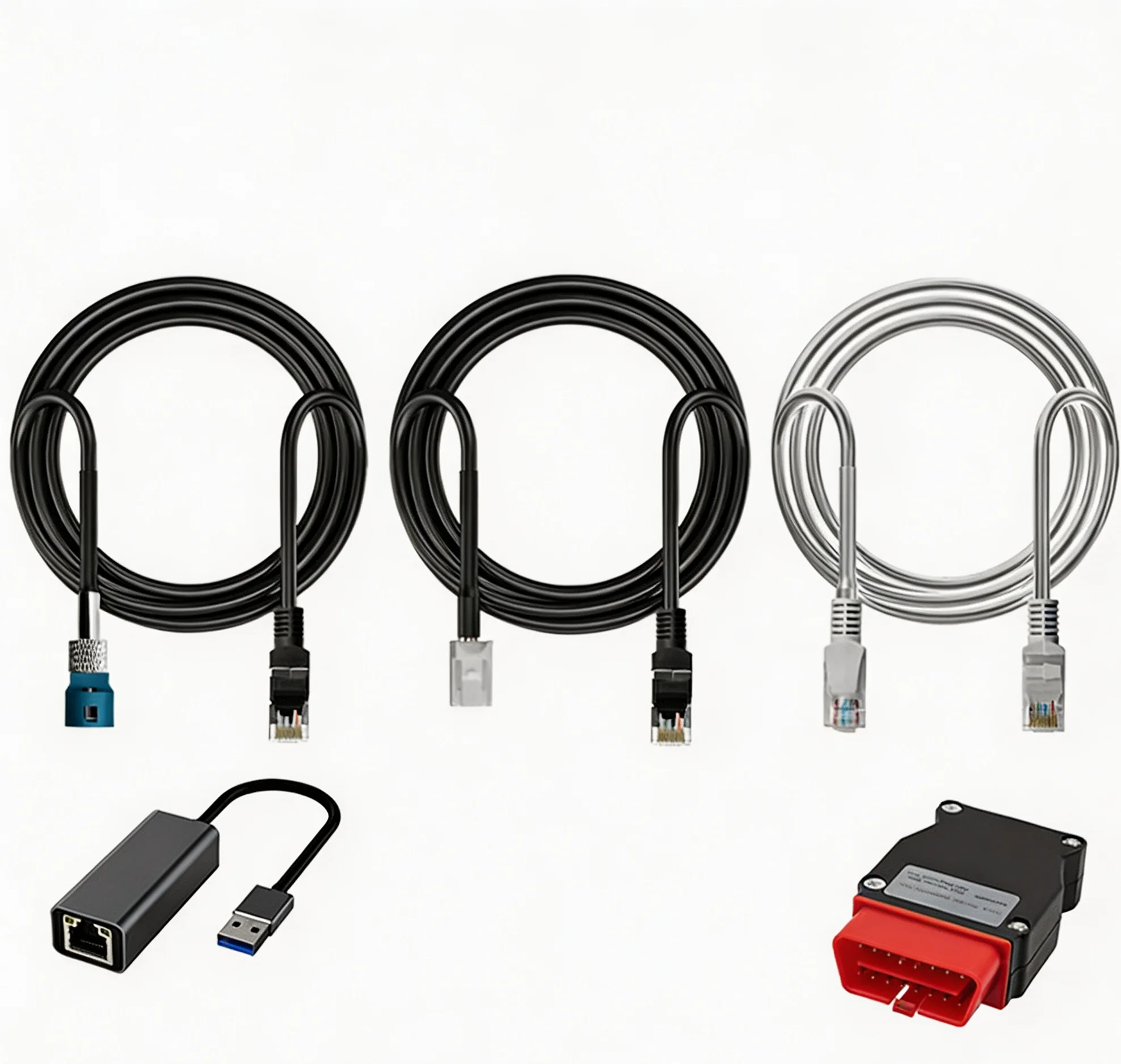 Ethernet Diagnostic Cable for EV Service Programming USB to RJ45 OBD-II Network Cable for Firmware Flashing & Coding