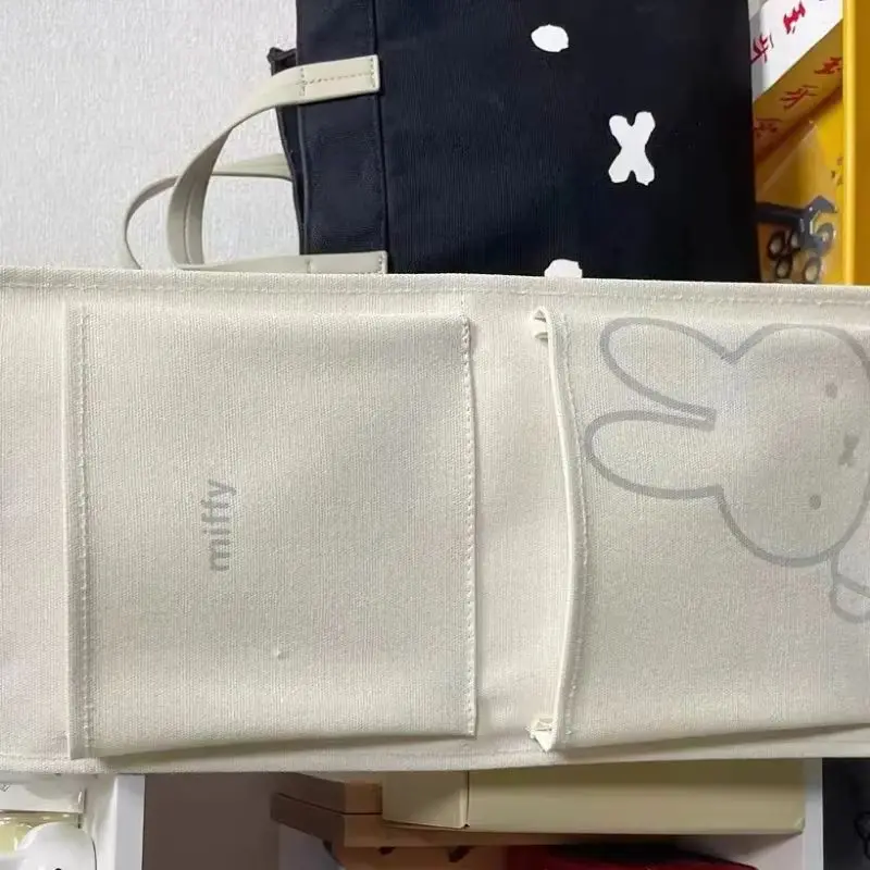 Cartoon Kawaii Miffy Storage Hanging Bag Printing Bedroom Canvas Save Space Snap Lanyard Antifouling Wear-resistant Beautiful