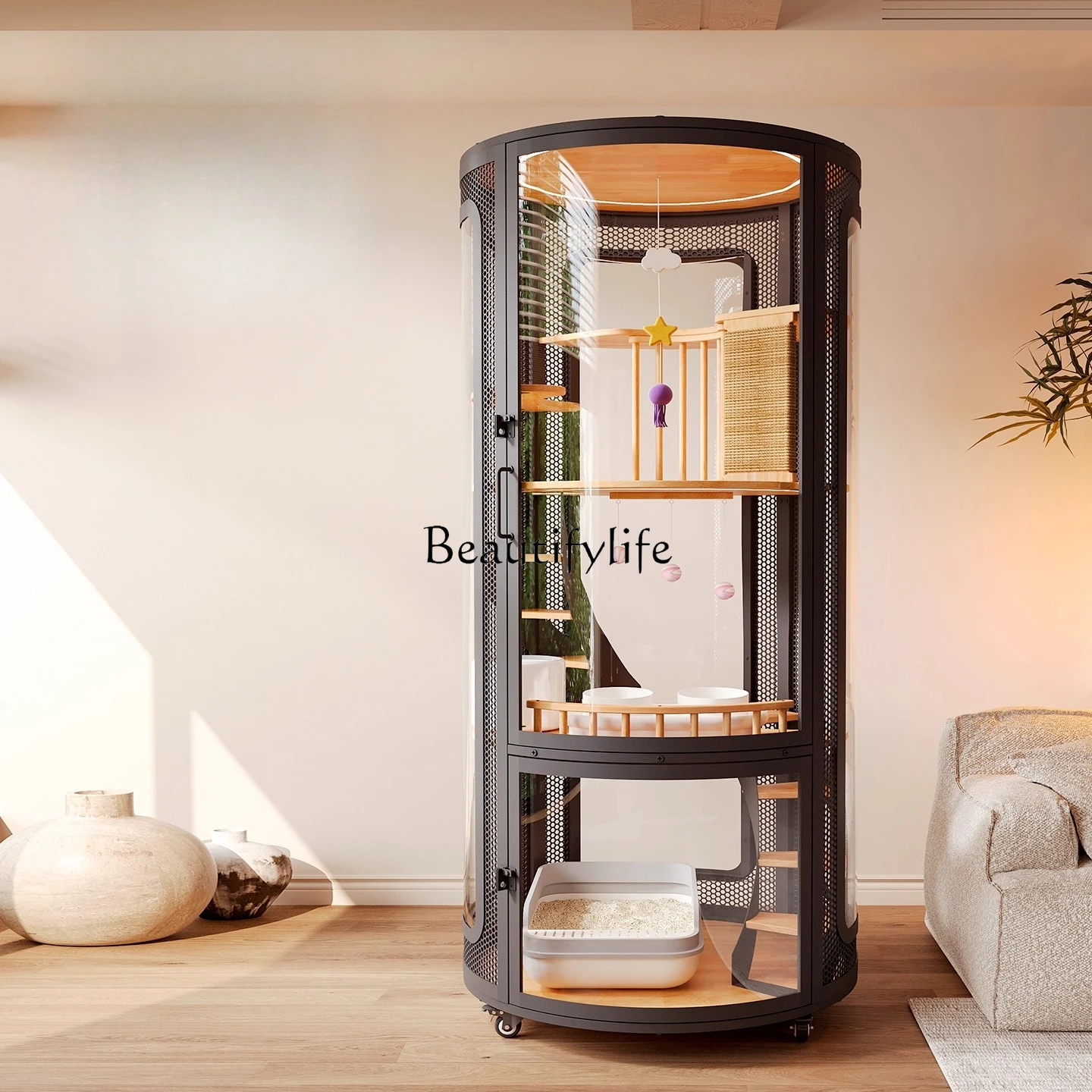 

Castle Panoramic Cat Villa Extra Large Luxury Cat Nest with Integrated Toilet
