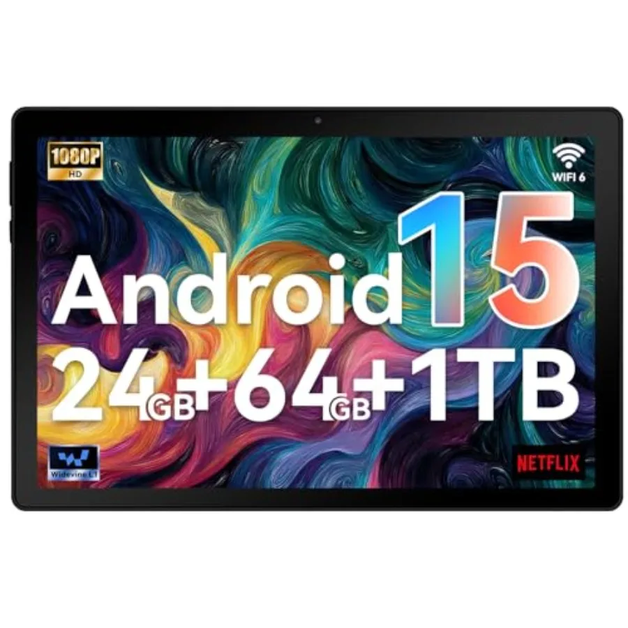 Android tablet for education and office use IPS HD display black Octa-Core processor with 24GB RAM and 64GB ROM Android 15 Wide