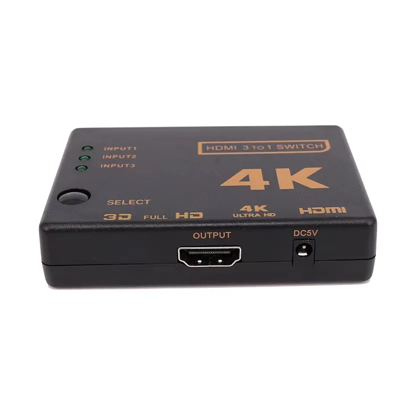 Kompatybilny z HDMI przełącznik 3x1 4K HD 1080P 3Port Splitter przełącznik wybierałkowy HD 3 in1out z pilotem do skrzynki TV DVD HDTV