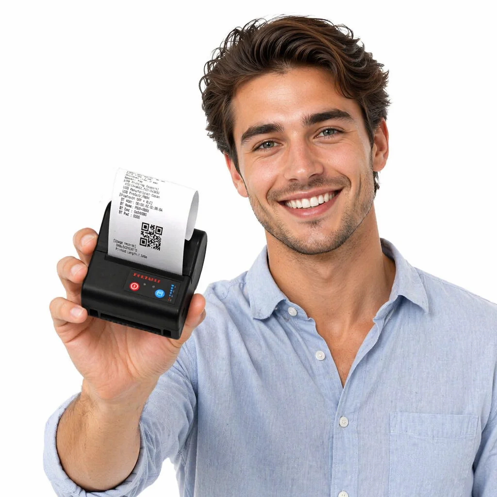 58mm Thermal Portable Receipt Label Barcode Printer with Rechargeable Battery Mini Printer ODM/OEM Support