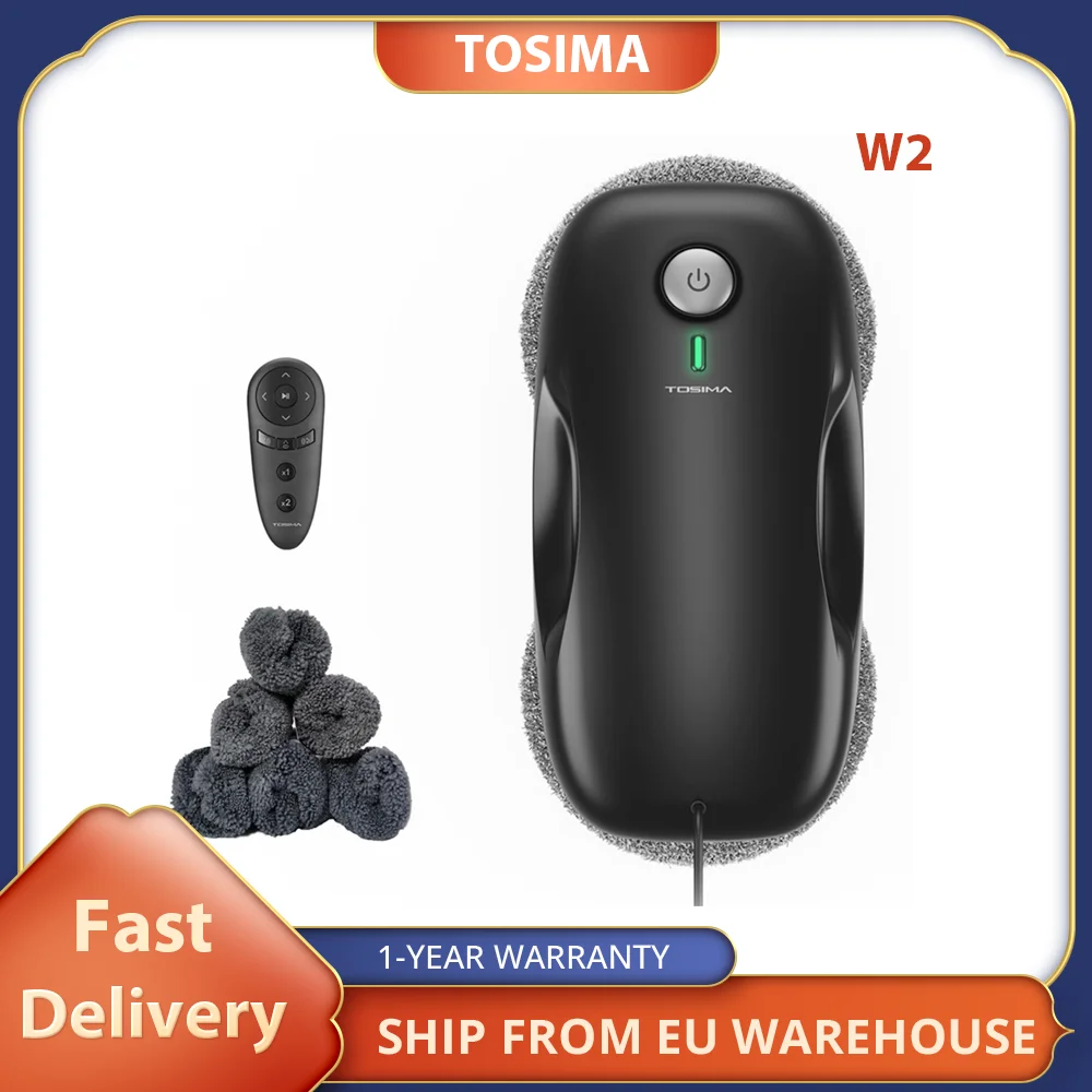 TOSIMA W2 Window Cleaning Robot, 90 W 650 mAh Max 3800Pa Suction, Intelligent Path Planning,Remote ControlSmart Path Planning