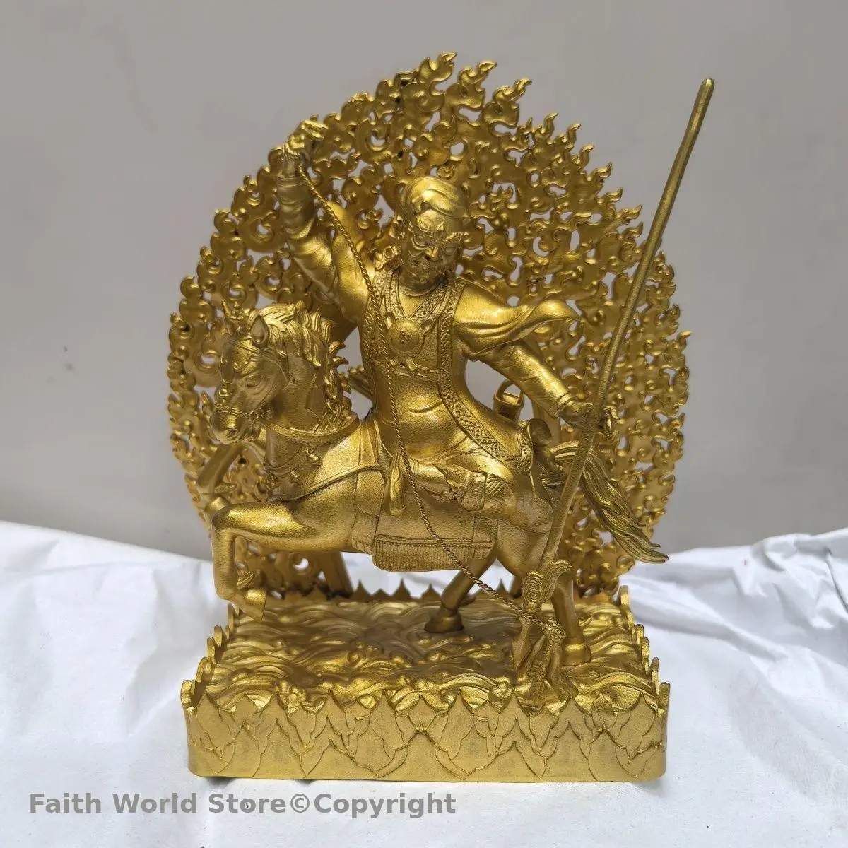 Rare copper buddha statue 5A gold Tsi Mar Mak Dpon Dharma Protector tibet buddhist altar supplies home temple worship