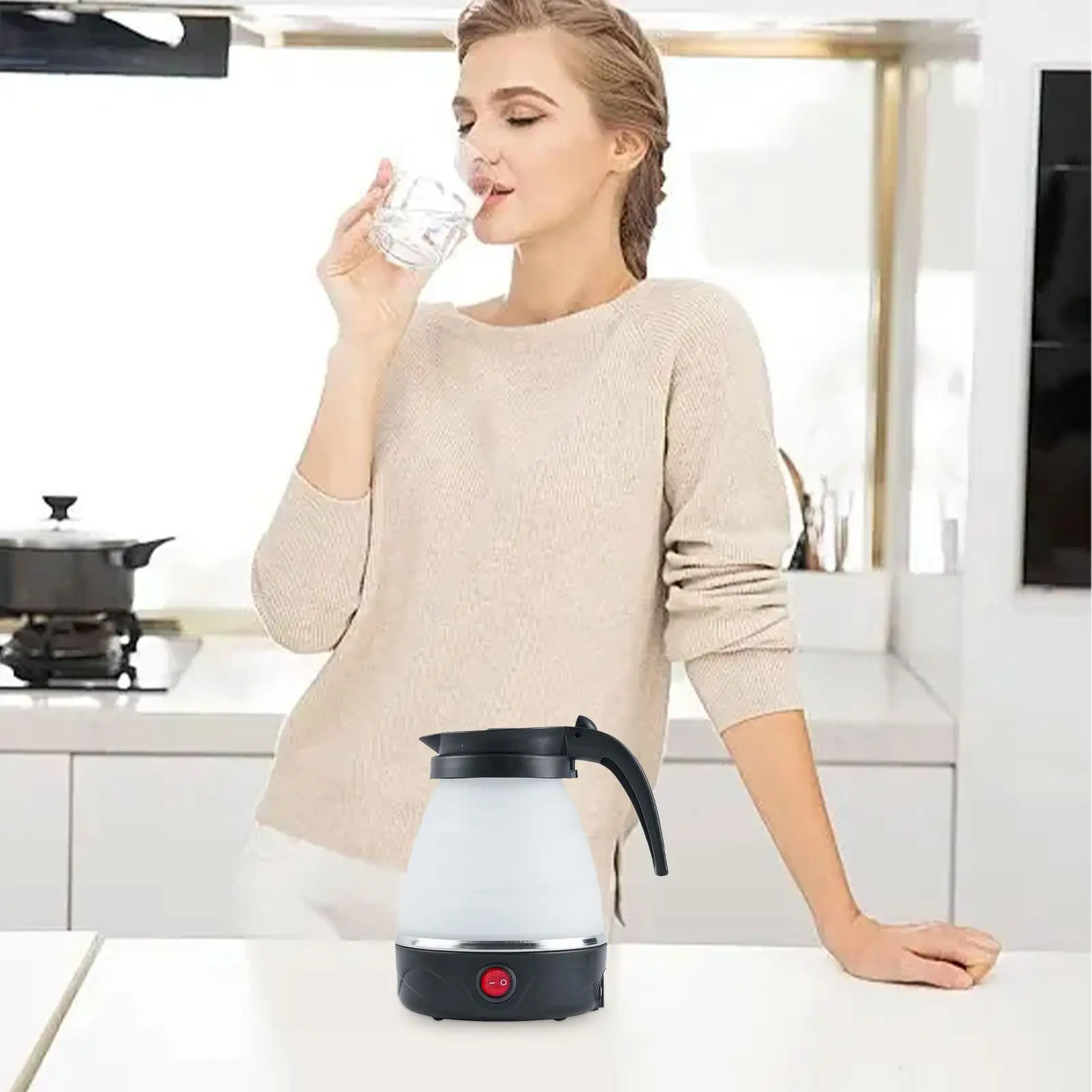 

Портативный электрический чайник для путешествий, 600 мл, для кипячения воды, для общежития, кемпинга, дома, офиса, кухни, столовой