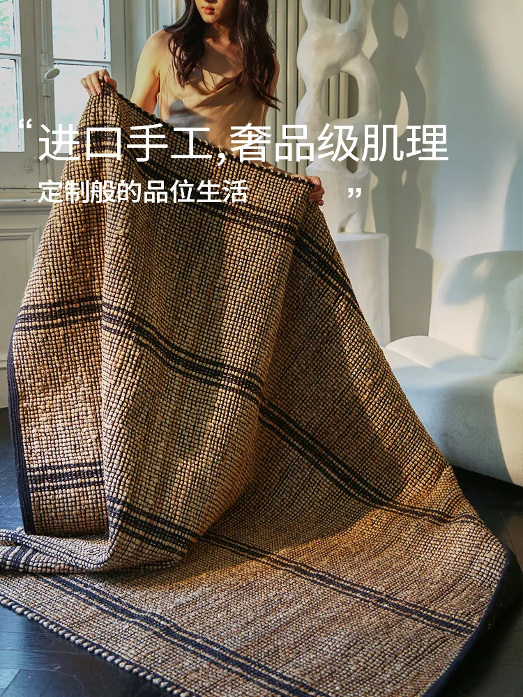 

Moxi handmade "zero glue" imported French carpet living room Maillard retro jute double-sided available luxury.