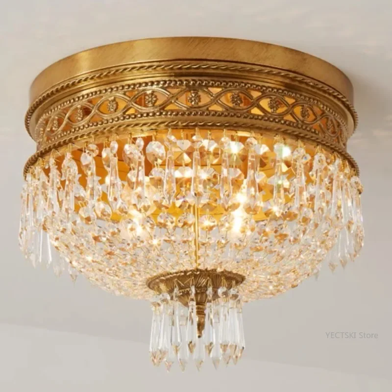 

GHJUYIOL French crystal ceiling light, European style villa, luxurious retro bedroom, hallway lighting, neoclassical lighting fi