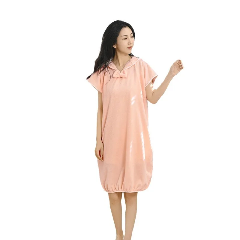 تنورة استحمام بغطاء للرأس بأكمام طويلة، رداء حمام ناعم ماص، حمام للكبار، منشفة حمام منزلية صديقة للبشرة