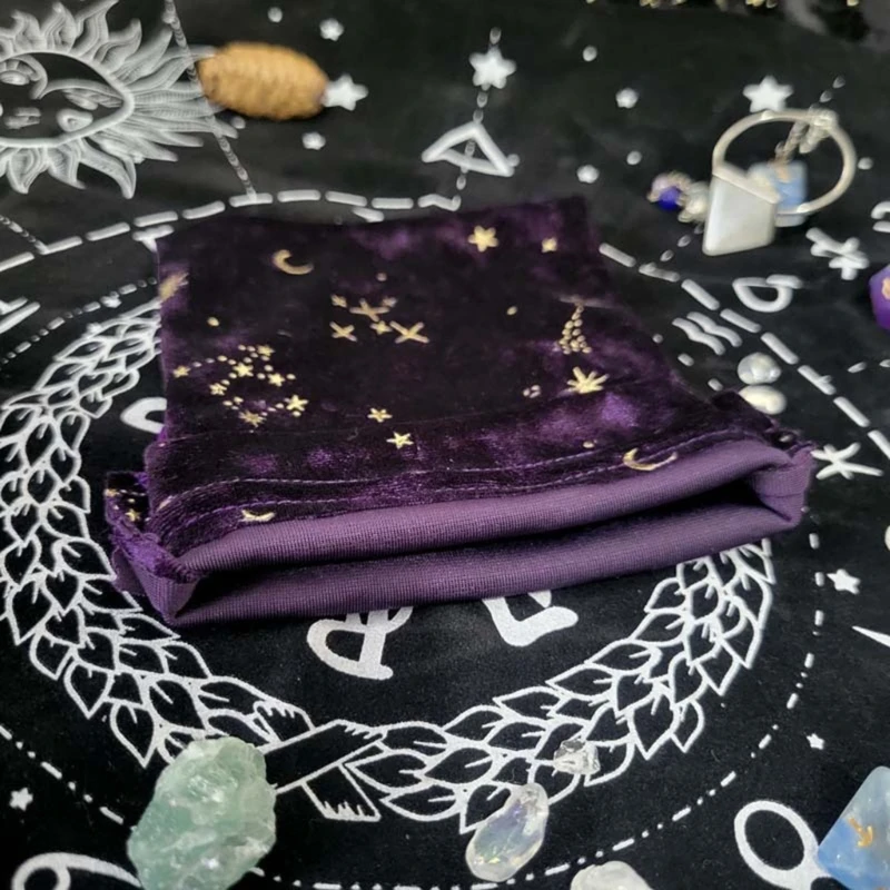 Mini Jewelry Tarot Storage Bag Printing Drawstring Pouch Bag Rune Divinations Tarot Bag Flannelette Game Card Stored Bag