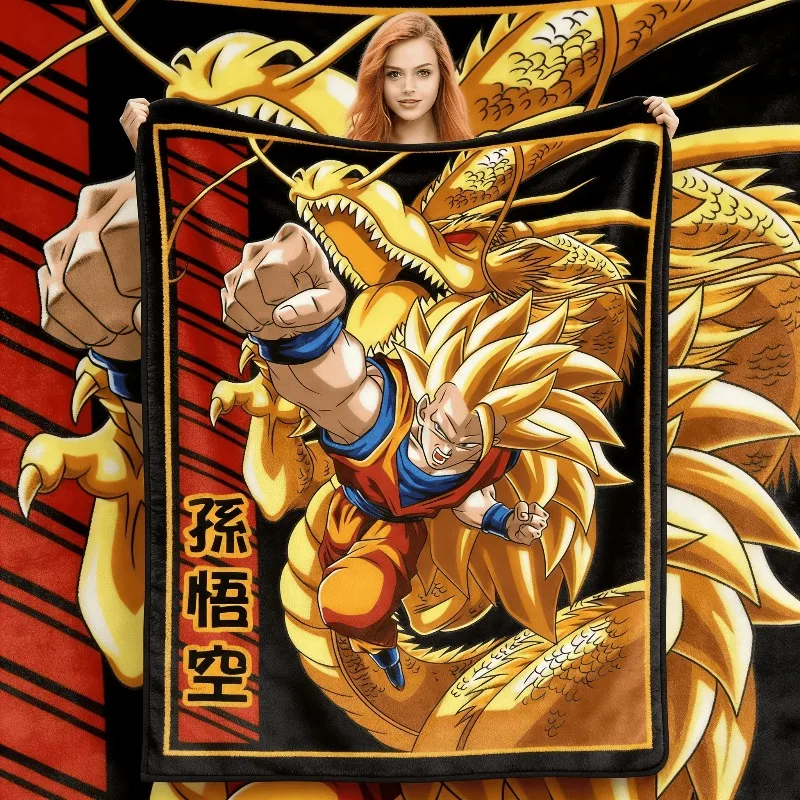 Dragon Ball Majin Buu Charms Plüschdecken, tolle Überwurfdecke für Bett, Sofa, Couch, 125 x 100 cm, Teppichstück
