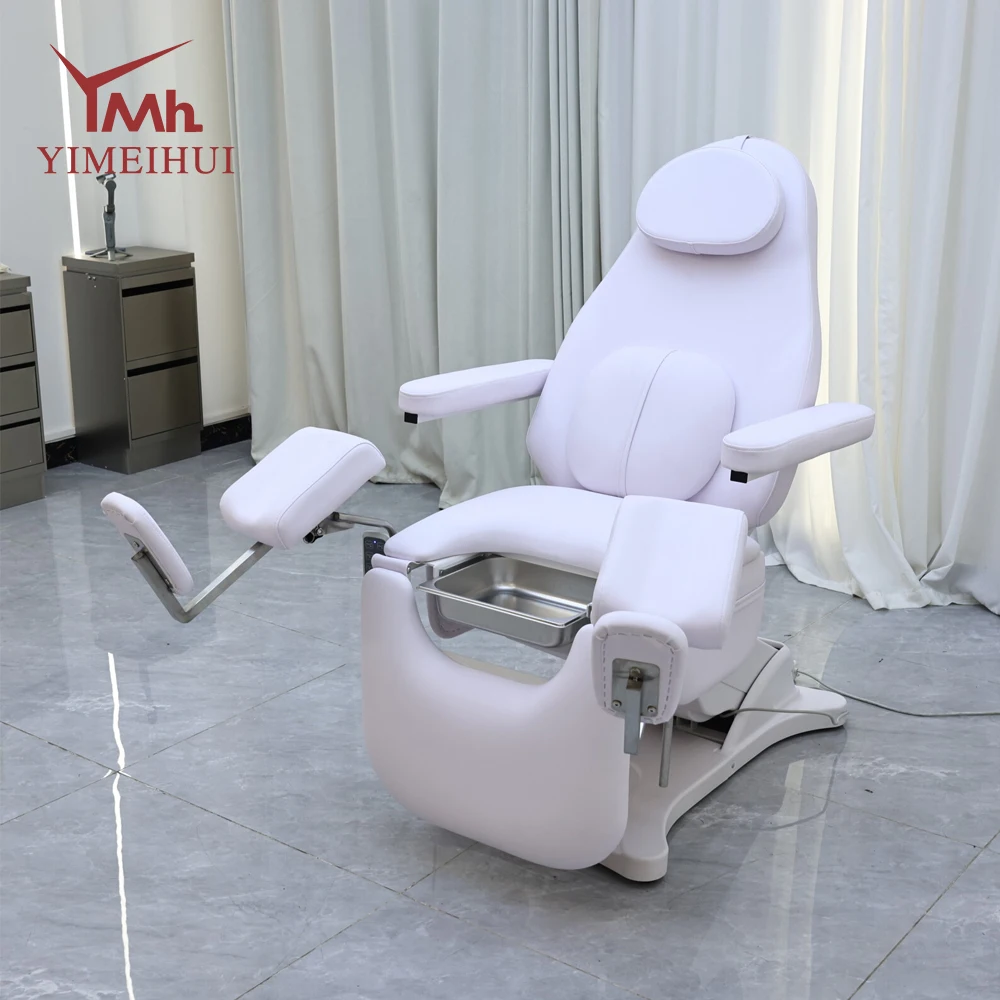 سرير فحص طاولة توصيل أمراض النساء في المستشفى، سرير تجميل كهربائي أبيض