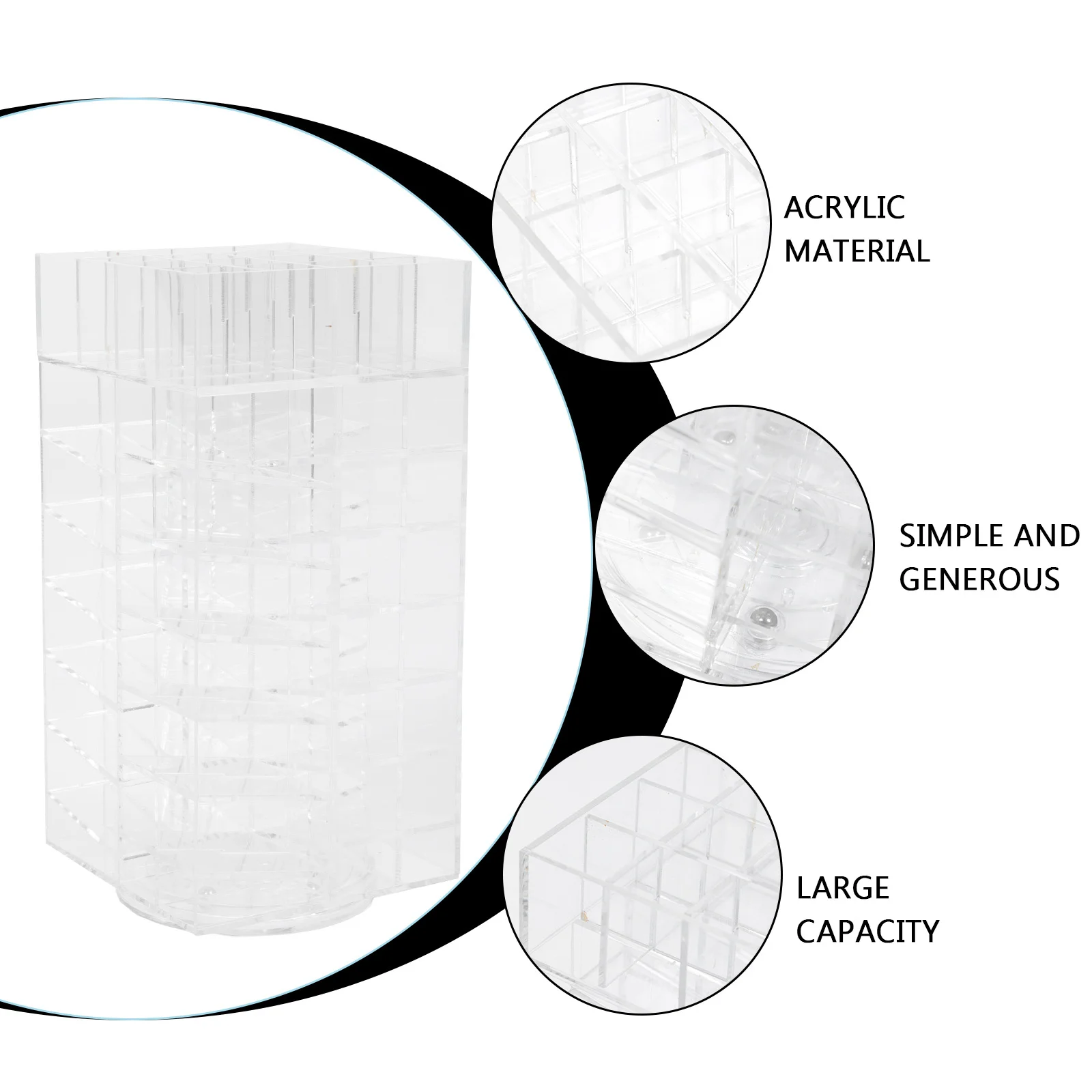 1 Stuks 64-Gat Acryl Lippenstift Houder Eenvoudige Elegante Draaibare Stand Voor Kaptafel Acryl Lippenstift Rack Lipgloss houder