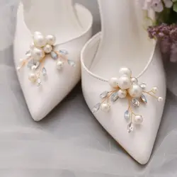 1PC (not 1pair) Removable Wedding Shoes Decorations Bag Brooch Crystal Pearls Charm Buckle Handmade Alloy Flower Shoes Clip