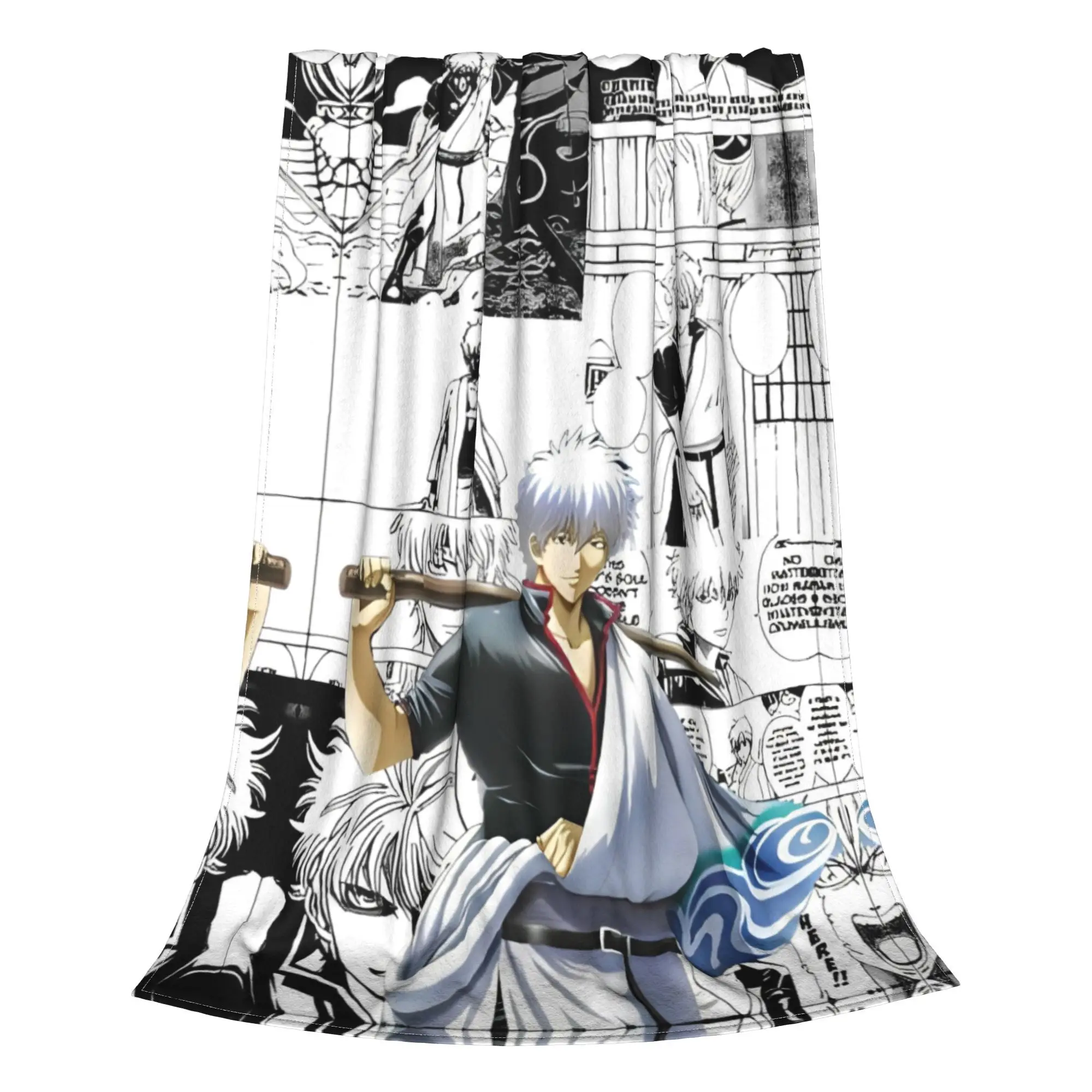 Gintama Gintoki Sakata Knitted Blankets   Fleece Throw Blankets Summer Air Conditioning Decoration Lightweight Bedspreads