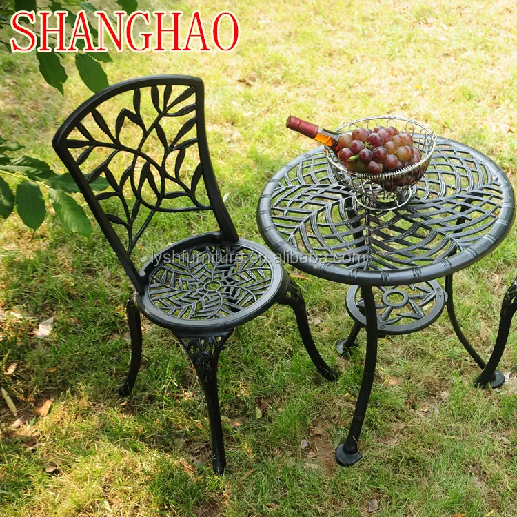 Durable Cast Aluminum 3-Piece Outdoor Dining Set Rustproof Patio Table Chairs for Garden Balcony Cafe Bistro Decoration view 2