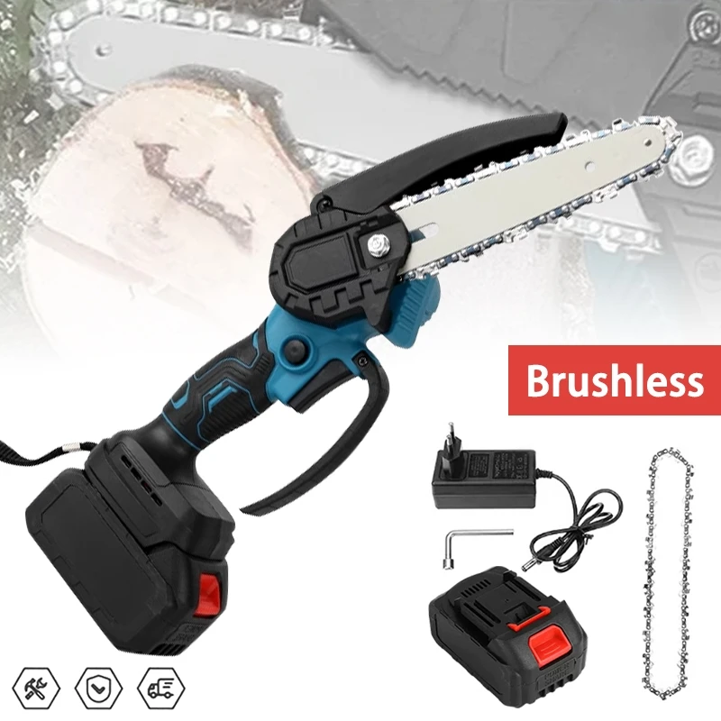 6 Inch Brushless Chain Saw Cordless Handheld Pruning Saw Woodworking Electric Saw Cutting Tool Replacement For Makita  Battery