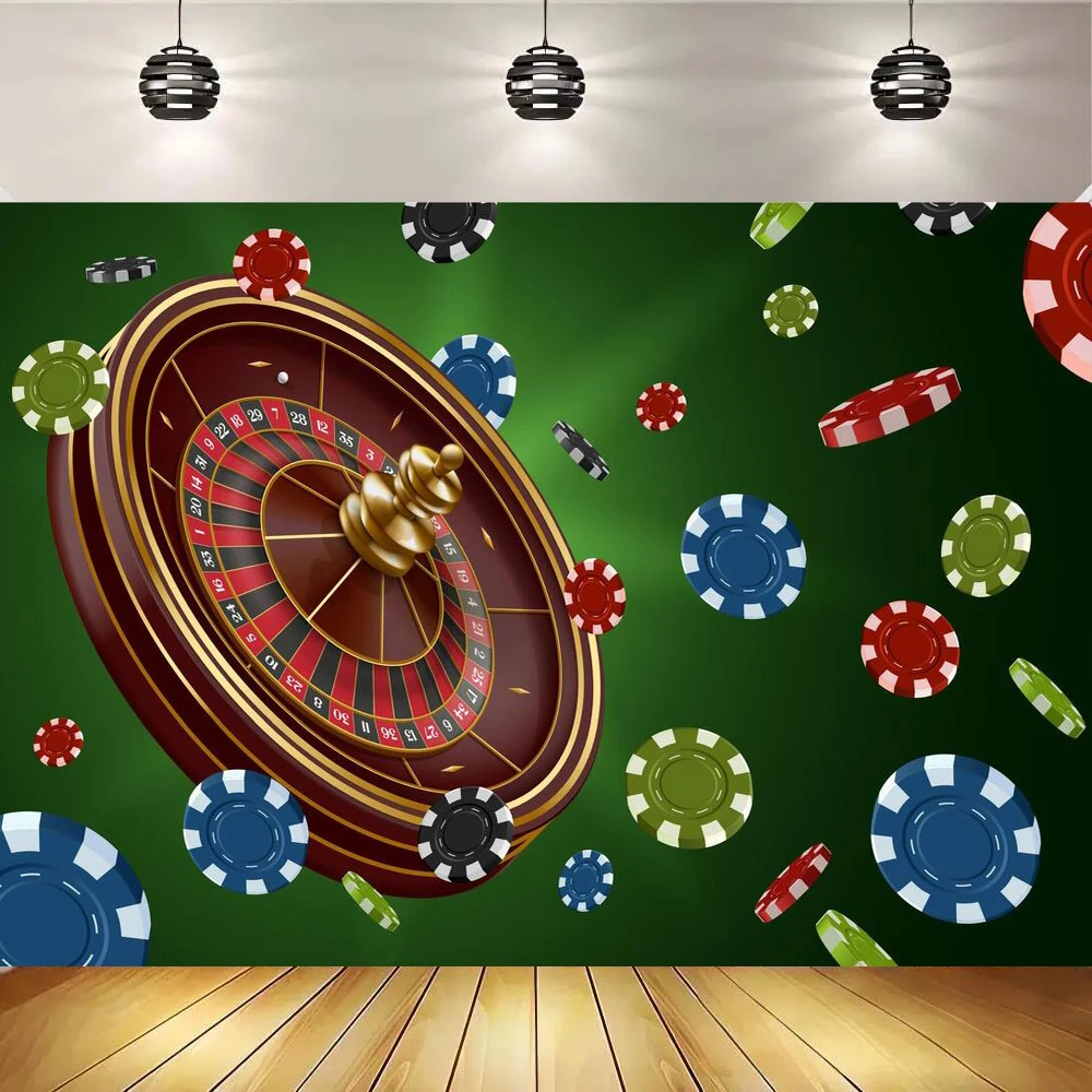 Chips Roulette Wheel Casino Photography Backdrop Gambling Lucky Card Game Background Underground Bar Banner