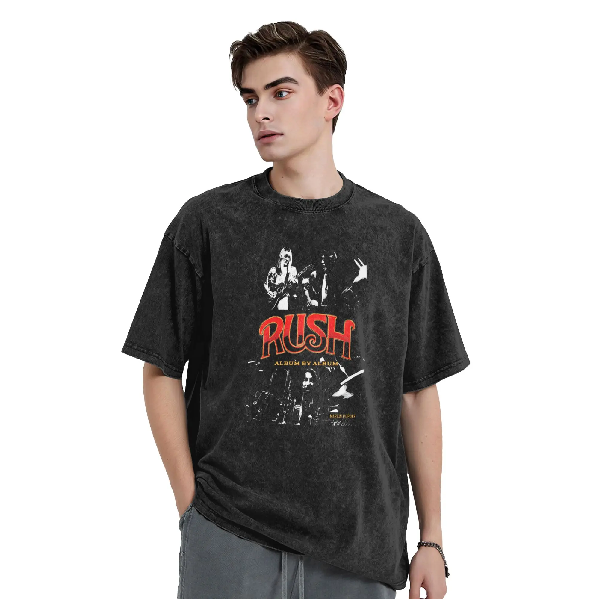 Rush Band T-Shirts for Men  Funny 100% Cotton Tees Round Neck Short Sleeve T Shirts Adult Tops