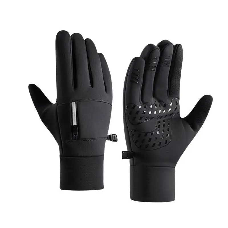 Winter-Touchscreen-Handschuhe für Radfahren, Motorradfahren, Skifahren, Outdoor-Aktivitäten, mit Reißverschlusstasche, wasserabweisend, rutschfest, Unisex, Fahrhandschuhe – Detail 12