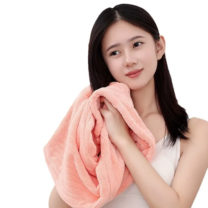 Yjq towel dry hair cap female strong absorbent bag head towel solid color vertical striped shower cap dry hair towel