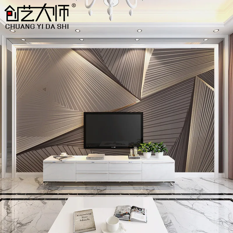 Customized products 3D Modern simple TV background painting light luxury living room Abstract geometry sofa bedroom wallpaper 3d