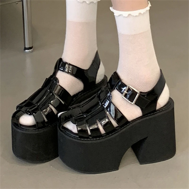

Aneikeh Sexy Simple Platform High Heels Buckle Strap Sandals Open Toe Gladiator Party Dress Shoes