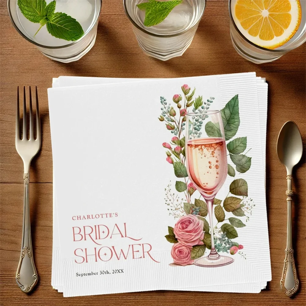 

50PCS Custom Bridal Shower Napkins Custom Engagement Napkins Custom Wedding Napkins Rehearsal Dinner Engagement Bridal Shower We