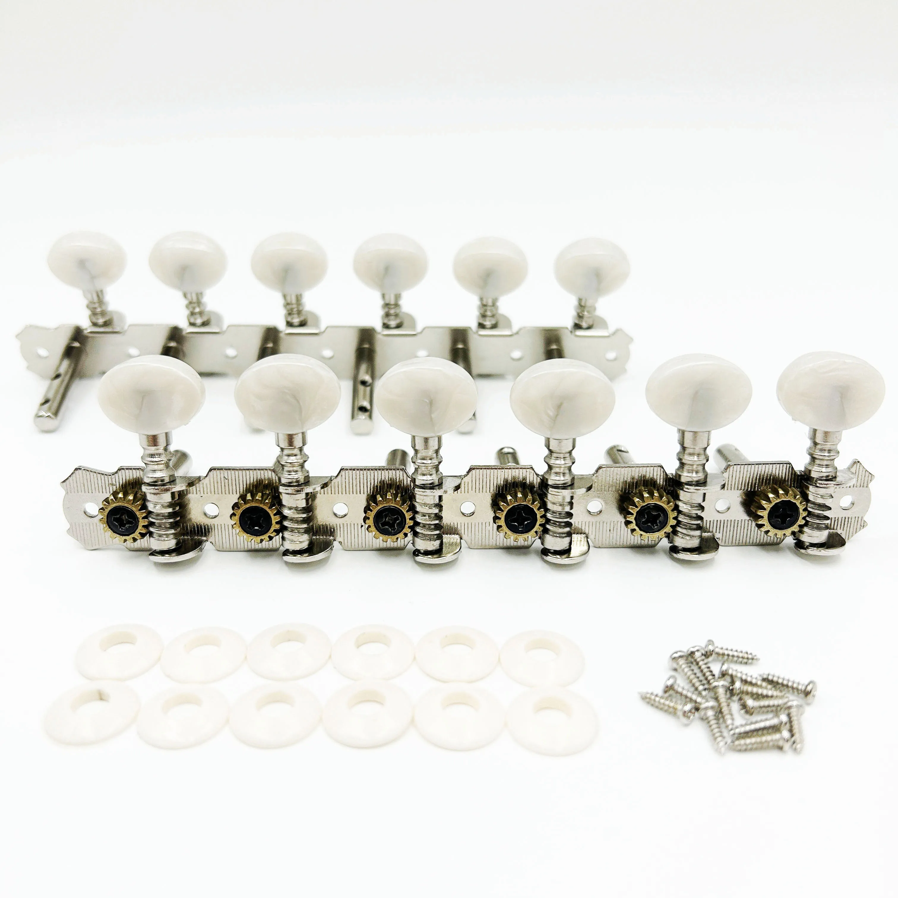 Durable Folk Guitar Tuning Pegs Mica Small Round Head Double-hole Steel Column 6L6R 12 String Classical Guitar Tuning Pegs