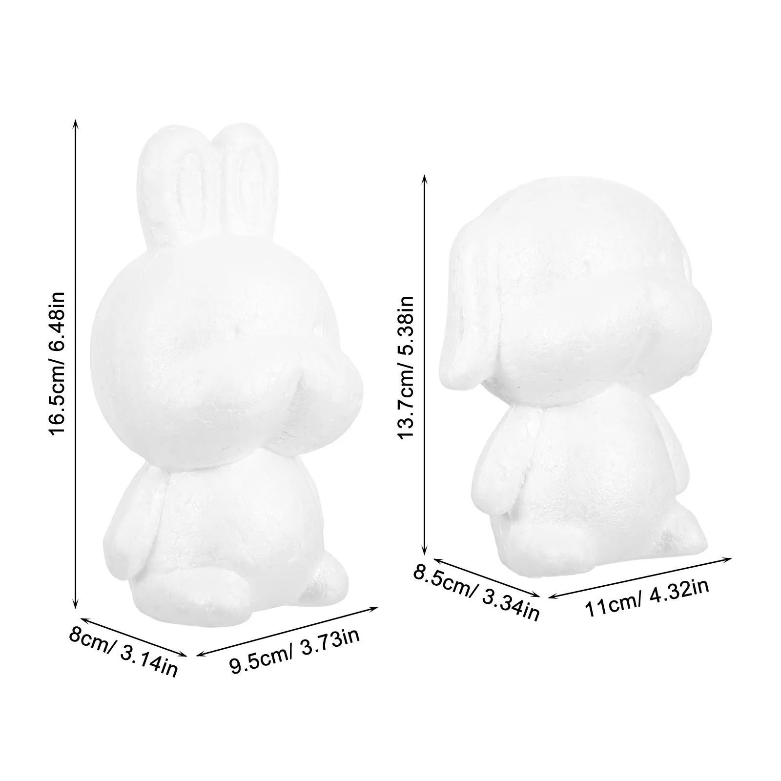 4Pcs White Foam Animal Craft Kit Unfinished Rabbit Dog Shapes Lightweight Smooth Surface for DIY Painting Decorating Home Decor