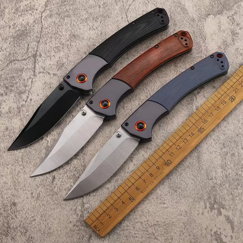 

BM 1058 Folding Knife Crooked River Tactical Camping Pocket Drop-point Blade Wood G10 Handle EDC Tools Survival Gear Knives