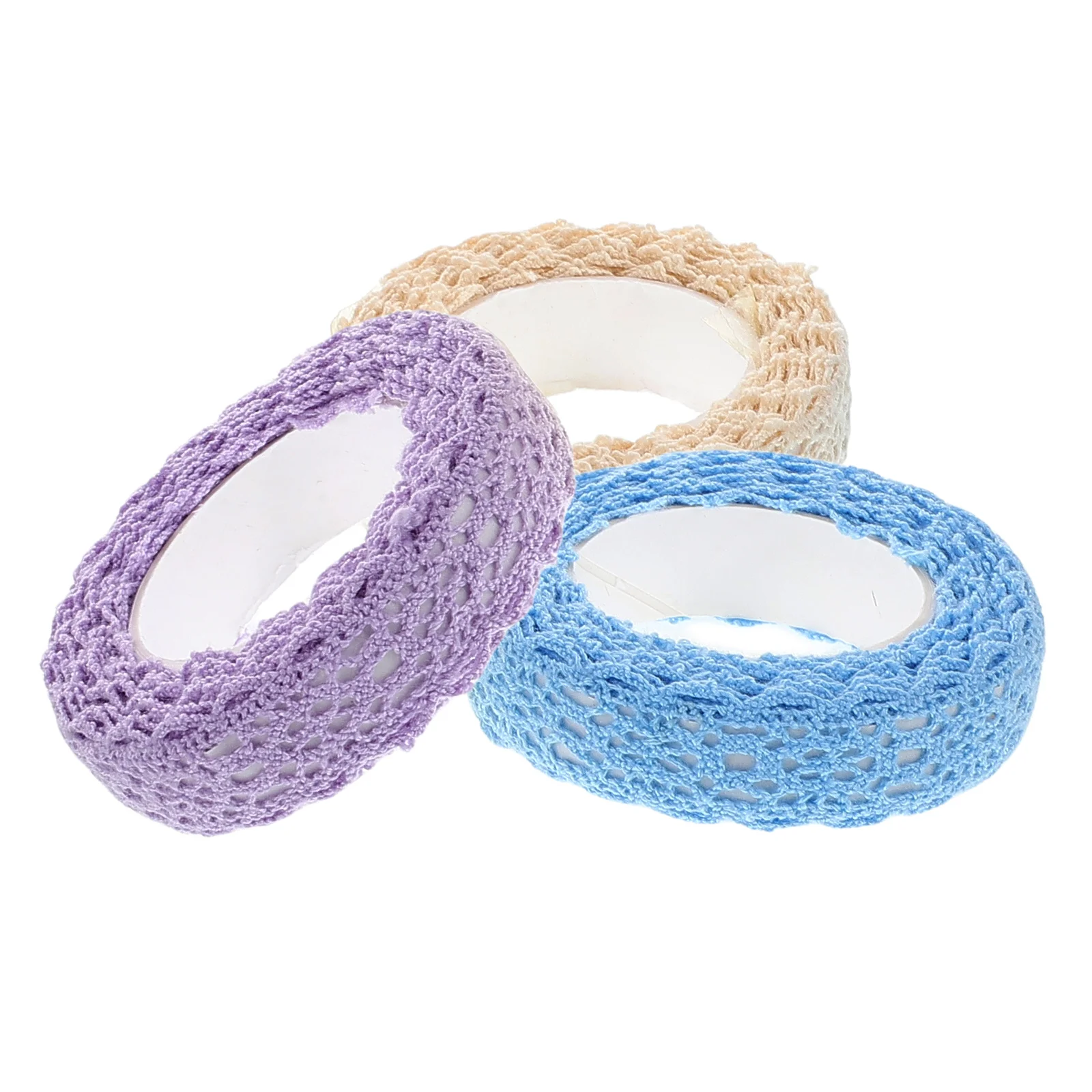3 Rolls Fabric Lace Tape Adhesive Tapes Packaging Pattern Hand Crafting Notebook