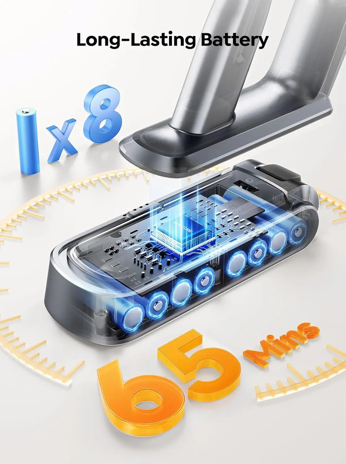 コードレス掃除機、650W、追加のマットレスクリーニングツール付き、50KPAスティック型掃除機、家庭用、65分稼働時間、自動スタンド機能付き