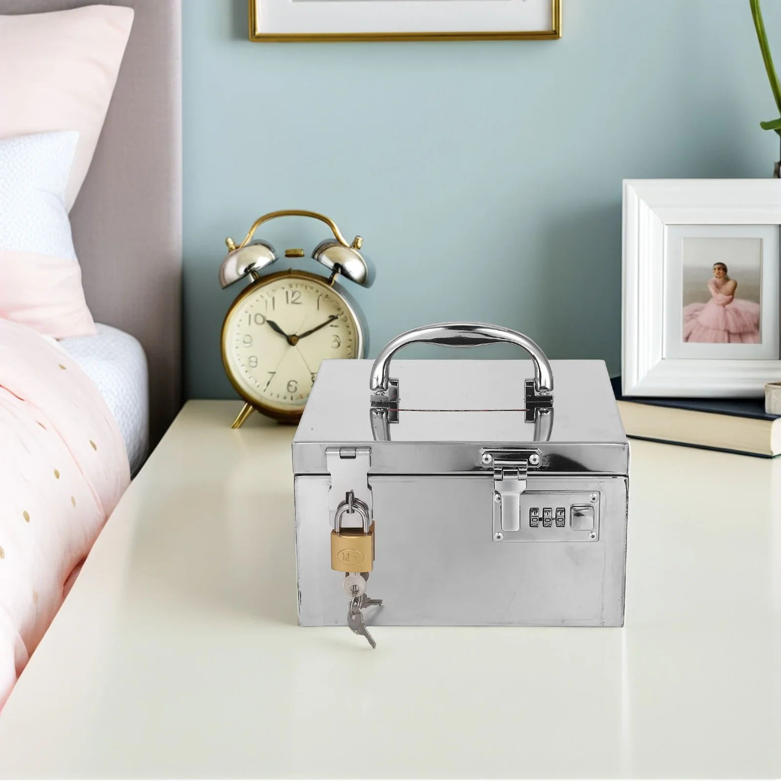 

Stainless Steel Savings Box Rectangular Metal Money Jar Unbreakable Cash Storage For Budget Management Emergency Fund Home