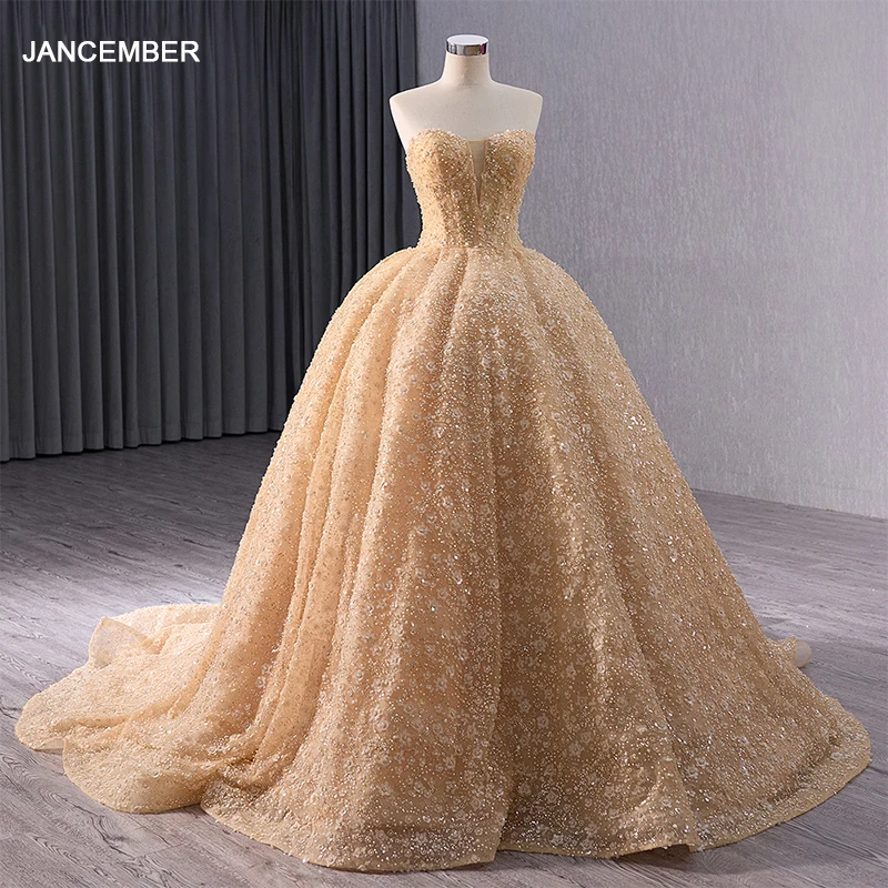 Jancember-Robe de demoiselle d'honneur à lacets sans bretelles, robe de Rhà paillettes, robe de soirée longue moderne, design populaire, RSM241036