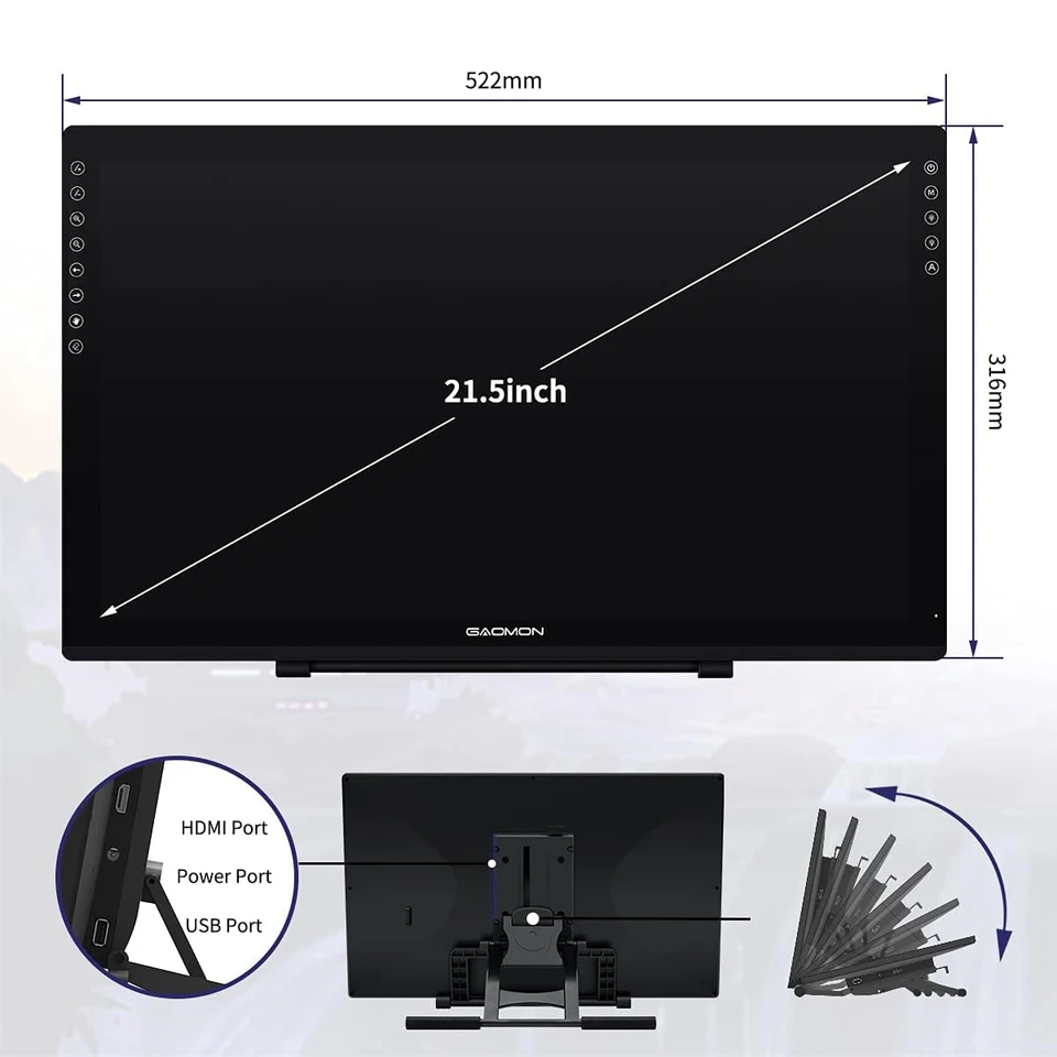 GAOMON Graphics Tablet PD2200 21.5 Inch Anti-Glare Screen Pen