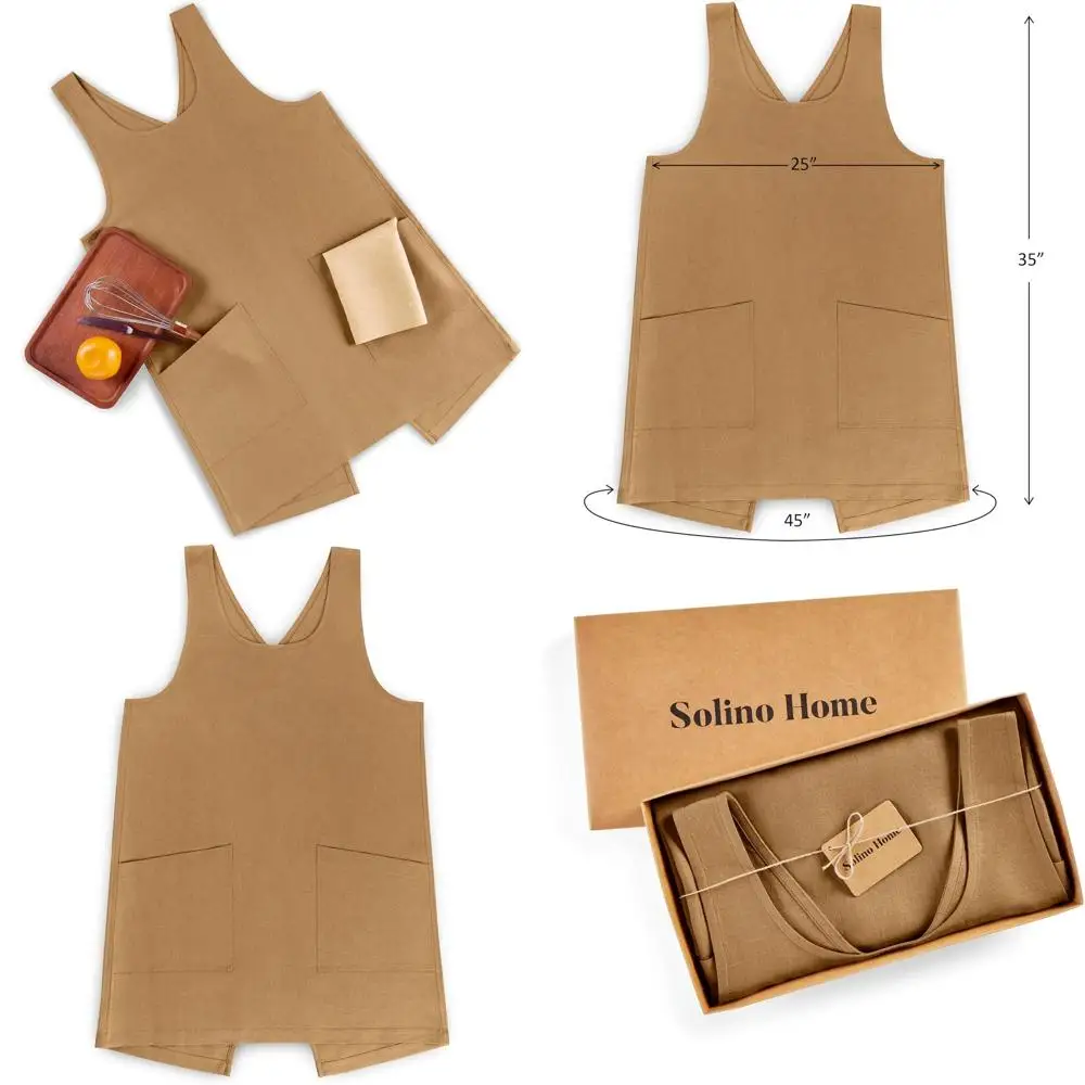 

Linen Apron for Gardening and Kitchen Use, Tobacco Brown, Unisex, Handcrafted from European Flax