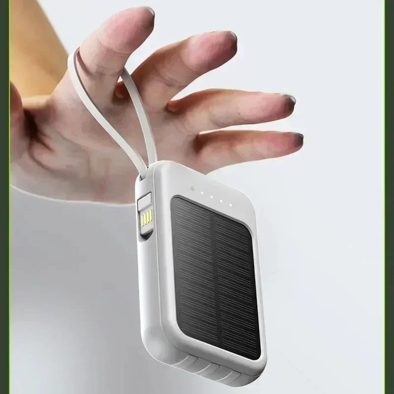 50000mAh Solar Power Bank Super Fast Charging Compact Portable Built-in 4 Cable High Capacity External Battery with Led Light view 5