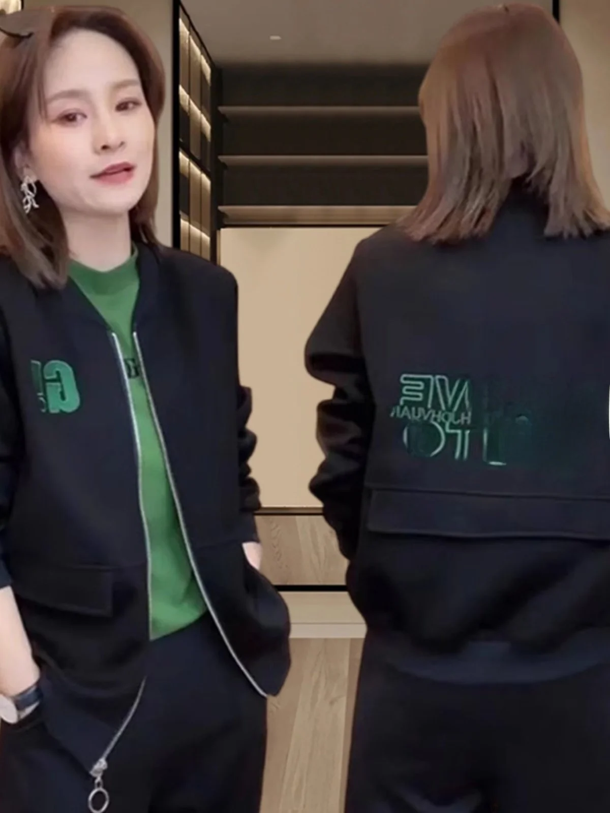 

Faionable ort Baseball Jaet Women's Open Cardigan Casual Outerwear Spring 2026 Artistic Loose Fit Long Sve Coat