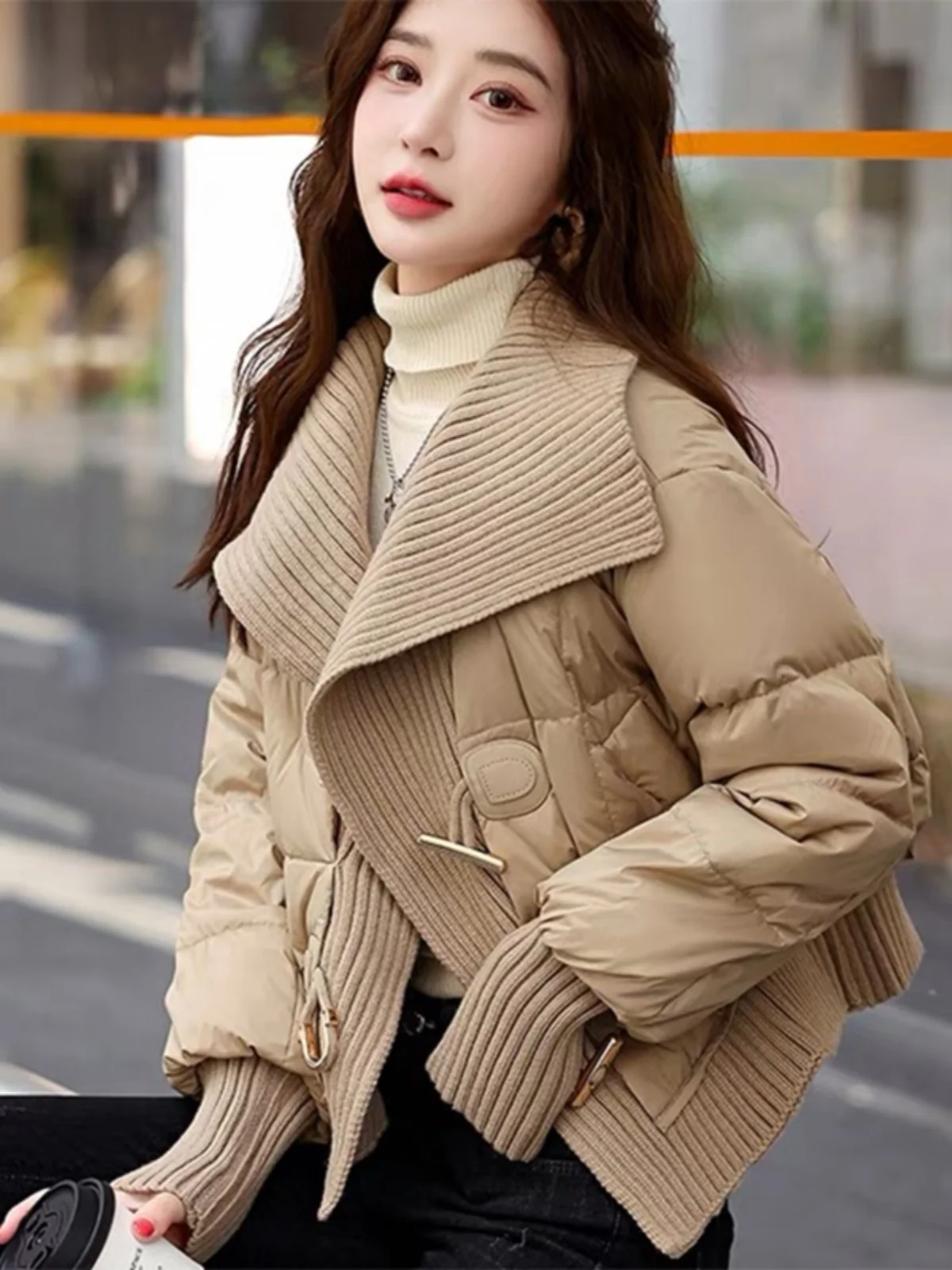 

Зима 2024, женское хлопковое пальто с большим воротником, корейская версия, свободное длинное пальто све