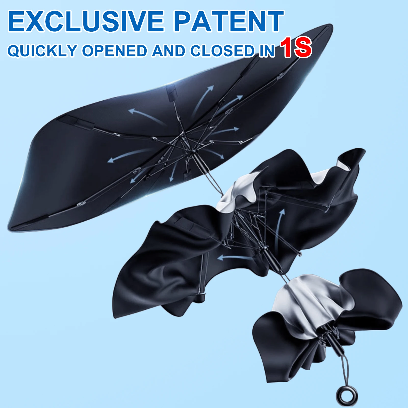 High quality Upgraded Car Windshield SunShades Umbrella Foldable w/ Pull Ring Auto Front Window Cover for UV Ray Block