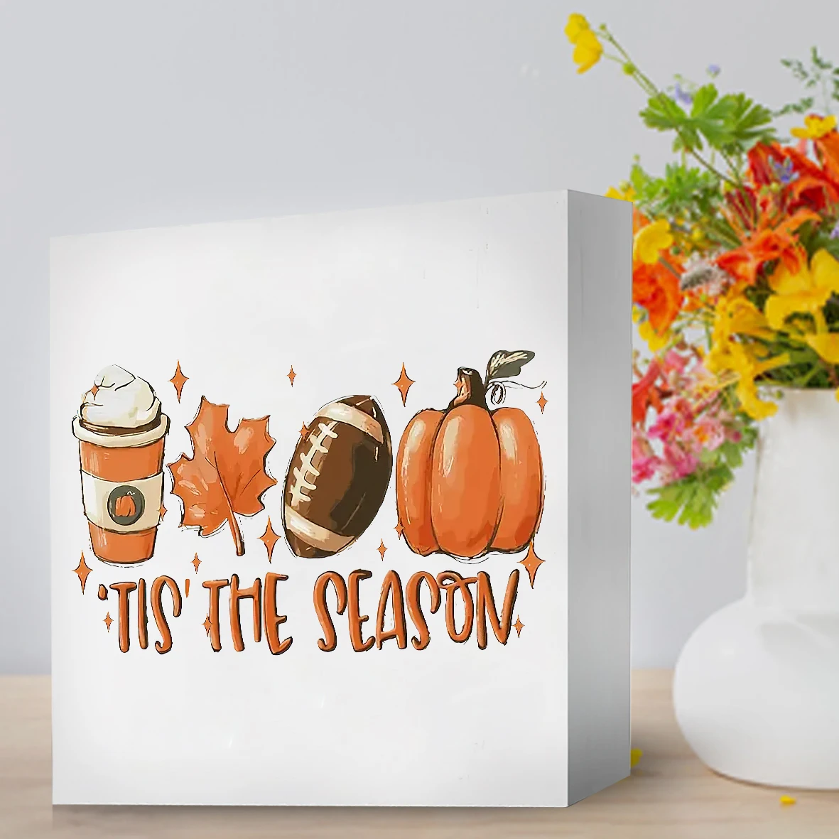 لافتة خشبية على شكل يقطين من ريفي تيس، ديكور فني عتيق لخريف المزرعة، لافتة مربعة لحصاد الخريف وعيد الشكر لسطح المكتب