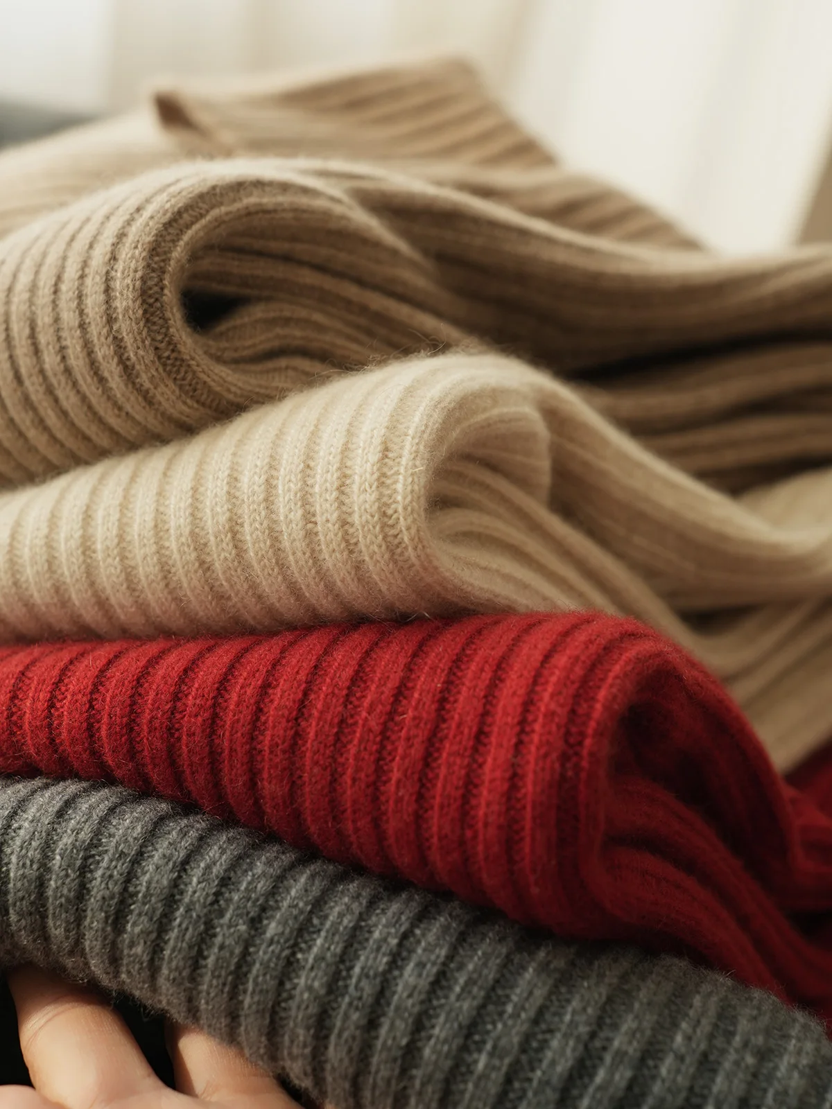 

Женский вязаный свитер с высоким воротом из двойной шерсти, осенне-зимний, модный, приталенный