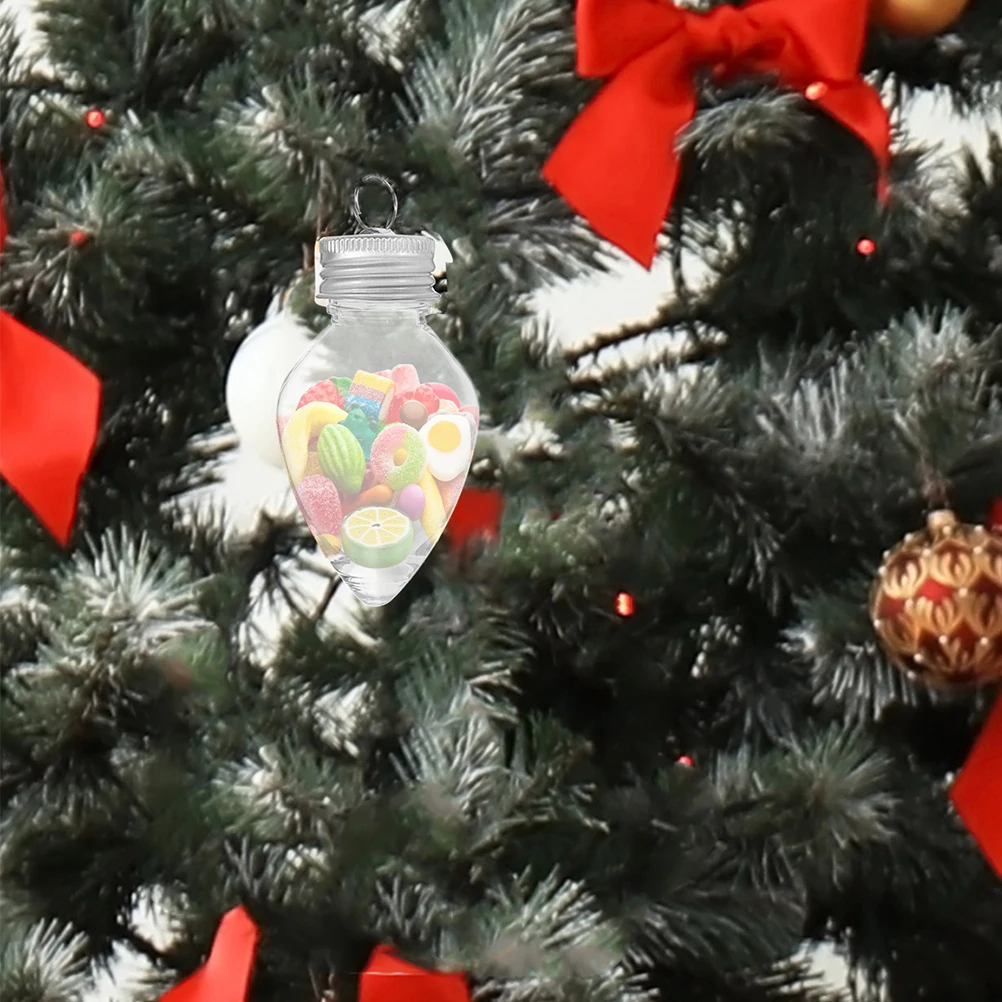 

6Pcs Fillable Clear Candy Bottle Pendants Christmas Ornament Balls Shatterproof Transparent Hanging Decor for Holiday Home