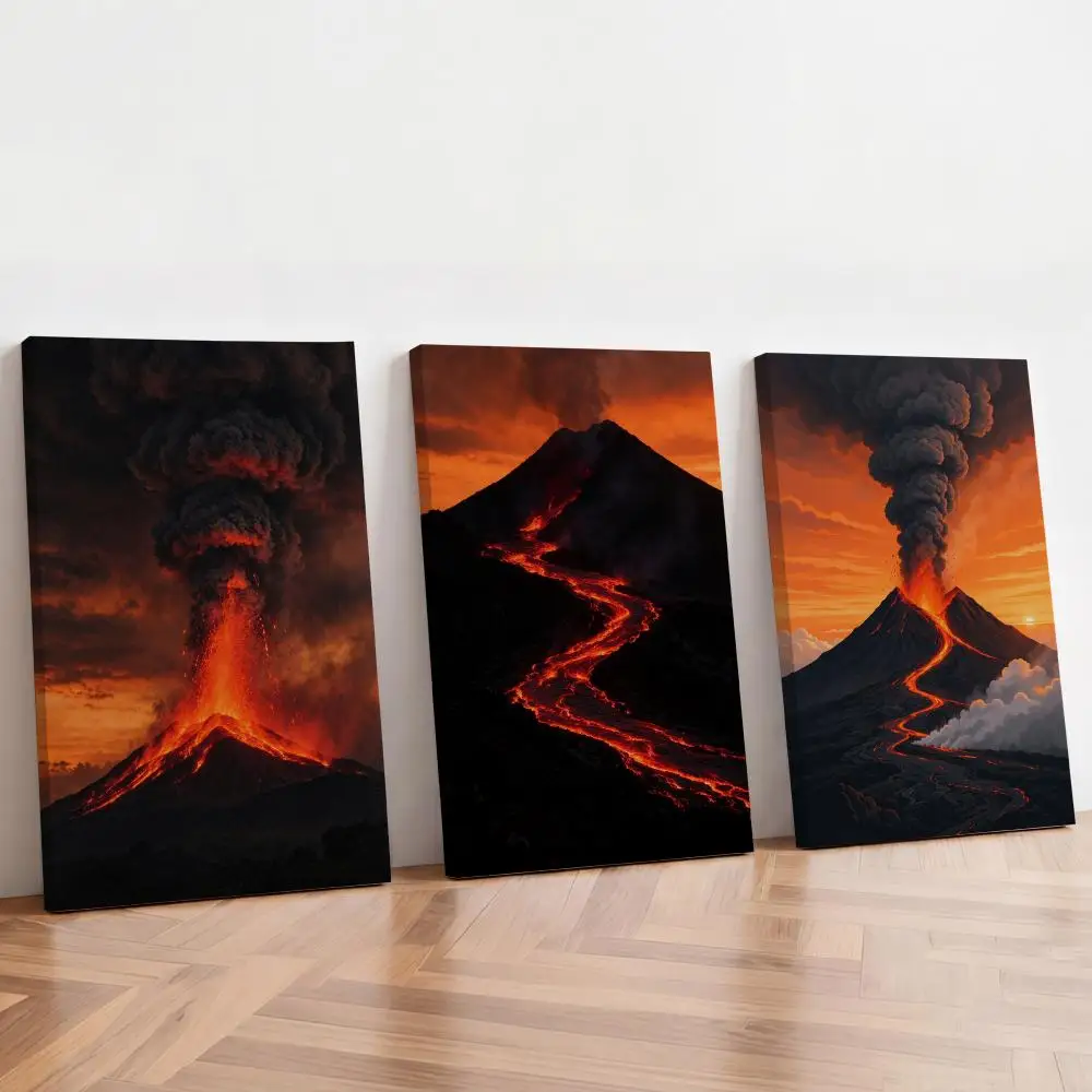 Volcano Eruption Painting Calligraphy Inner Frame Painting Perfect for Living Room Bedroom House Wall Decor