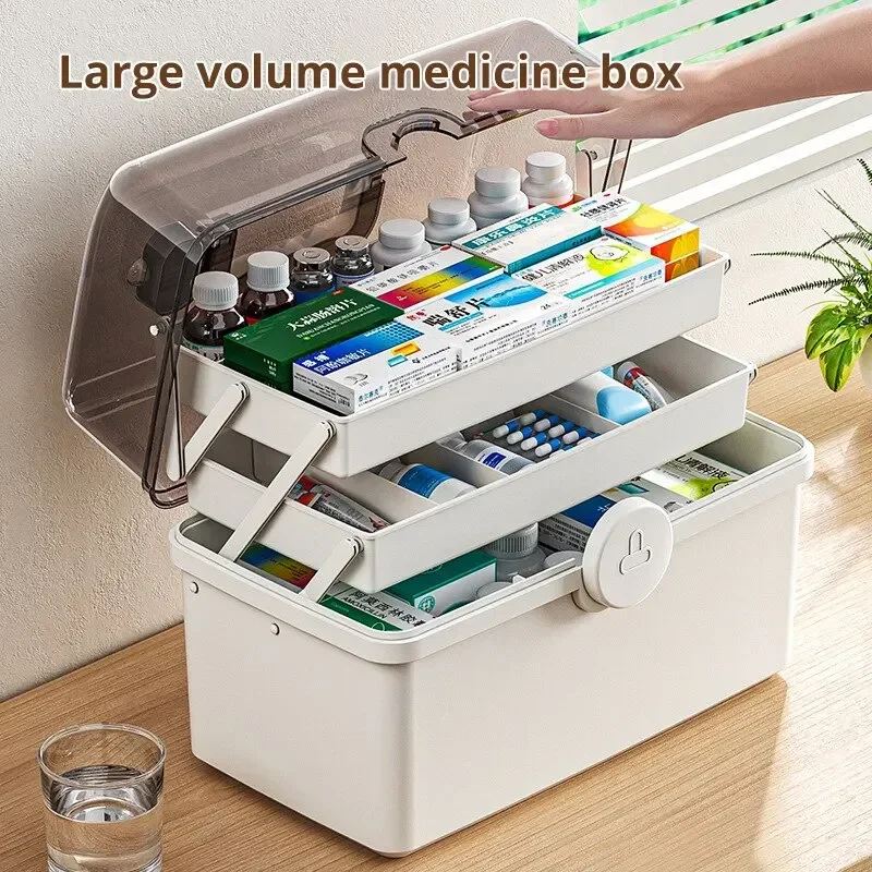 3 Layers Large Capacity First Aid Kit Family Medicine Organizer Box Multi Classification Medicine Storage Bin Portable Pill Box