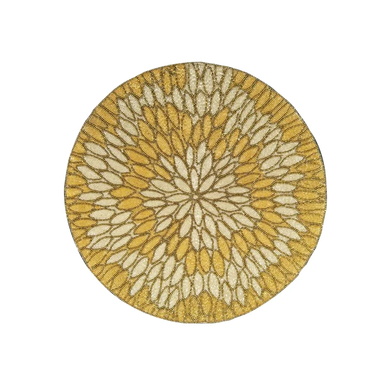 

table Circular hand-made beaded embroidery placemat dining vase cushion