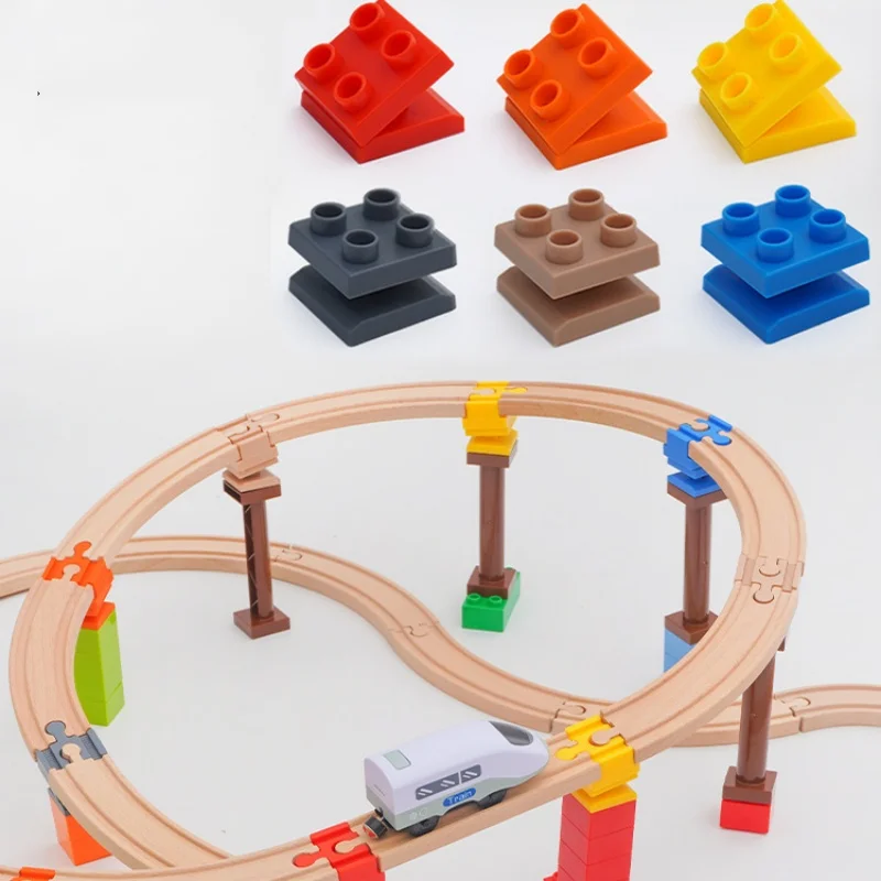 5 Stück Universal-Holzschienen, Anschlüsse, Zubehör, große Blöcke, drehbare Verbindungsadapter, passend für Markenzugschienen
