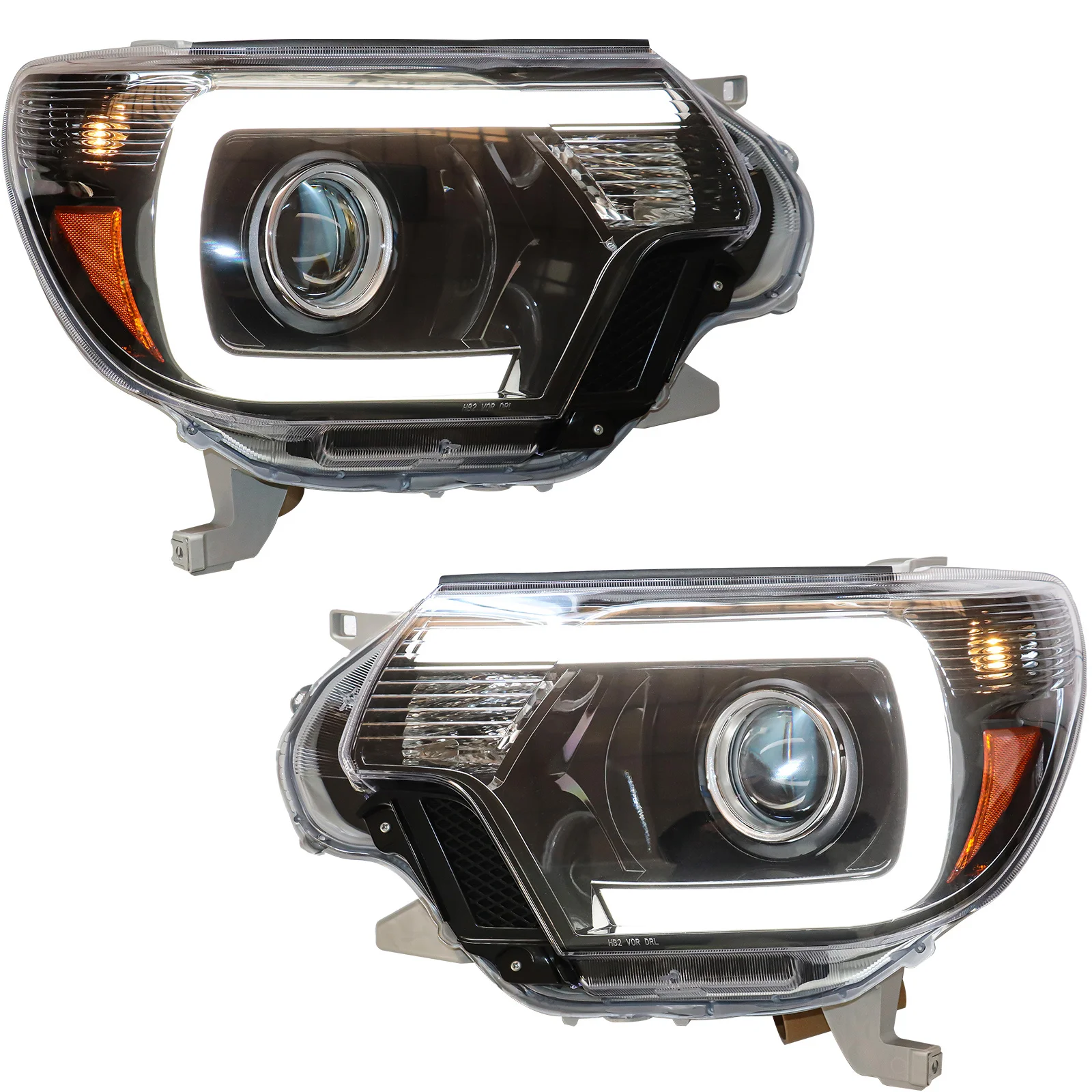 Pair For Toyota Tacoma 2012 2013 2014 2015 12V 55W Halogen Projector Headlights Front Lamps LH &RH Claer Lens