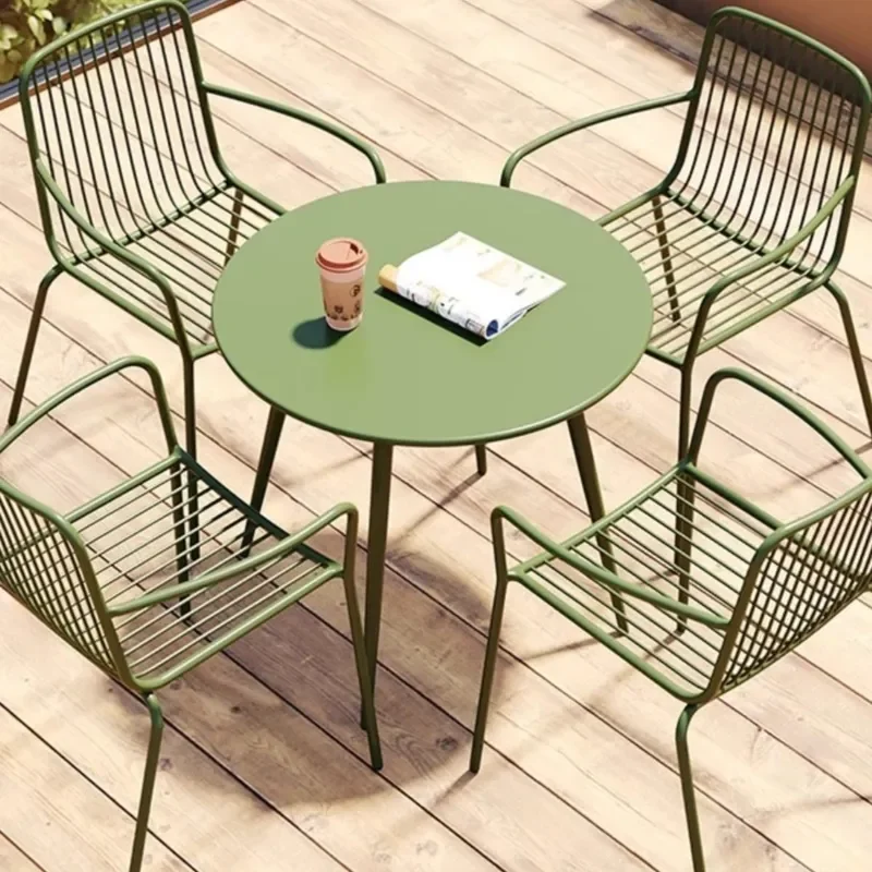 Simple Outdoor Courtyard Balcony Table and Chair Set for Leisure Milk Tea Shop Beauty Salon Clothing Store Reception Area