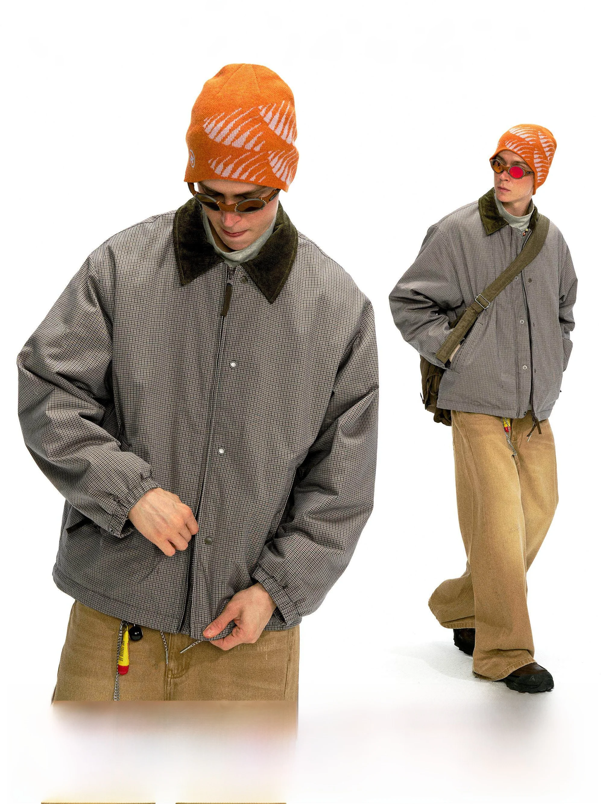 

NOTHOMME Men's Outdoor Autumn Winter Vintage Barn Sle Warm Cotton Jaet Loose Collar Hunting Clothes Flip Collar Jaet